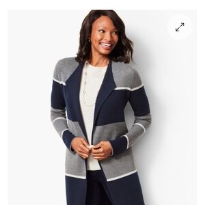 Talbots Navy and Gray Merino Wool Sweater Size Large